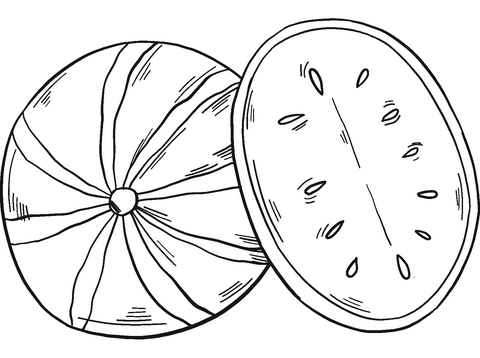 Watermelon And Half Coloring Page